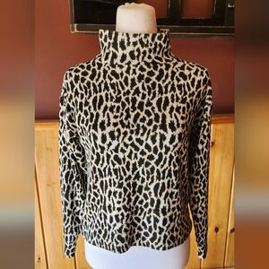 Loft Turtleneck Pullover Sweater Animal Print Size XXS